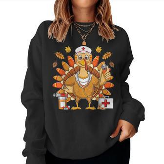Thanksgiving Turkey Nurse Holiday Nursing Scrub Tops Women Women Sweatshirt - Seseable