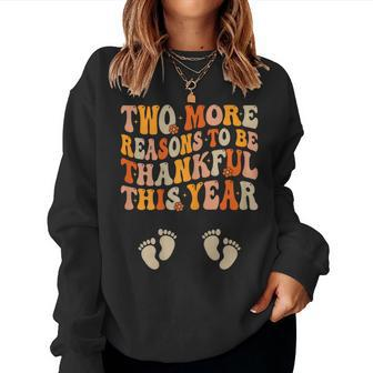 Thanksgiving Twin Pregnancy Announcement Fall Baby Reveal Women Sweatshirt - Thegiftio UK