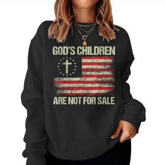 The Sounds Of Freedom Gods Children Are Not For Sale Flag Women Crewneck Graphic Sweatshirt - Monsterry DE