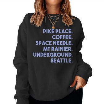 Things Of Seattle Pike Place Coffee Space Needle Women Sweatshirt | Mazezy