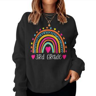 Third Grade Rainbow Back To School 3Rd Grade Squad Teacher Women Crewneck Graphic Sweatshirt - Seseable