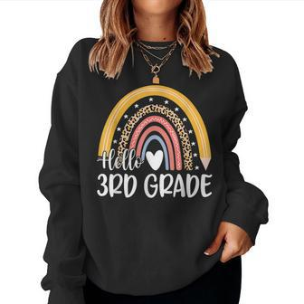 Third Grade Rainbow Team Hello 3Rd Grade Rocks Squad Teacher Women Sweatshirt - Seseable