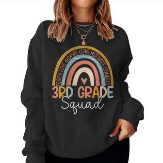 Third Grade Squad Teacher Boho Rainbow 3Rd Grade Team Women Sweatshirt | Mazezy