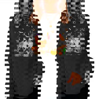 Three Chickens Halloween Mummy Witch Scary Pumpkins Farmer Women Sweatshirt | Mazezy