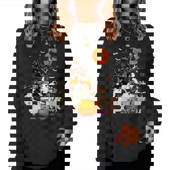 Three Goats Halloween Mummy Scary Witch With Pumpkins Farmer Women Sweatshirt | Mazezy