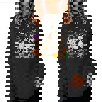 Three Goats Halloween Mummy Witch Scary Pumpkins Farmer Women Sweatshirt | Mazezy