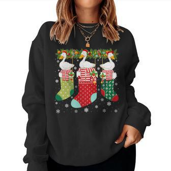 Three Goose In Socks Ugly Christmas Sweater Party Women Sweatshirt - Monsterry DE