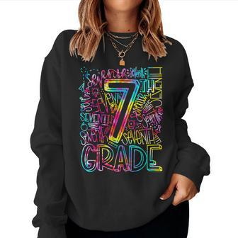 Tie Dye 7Th Grade Typography Team 7Th Grade Teacher Women Sweatshirt - Seseable