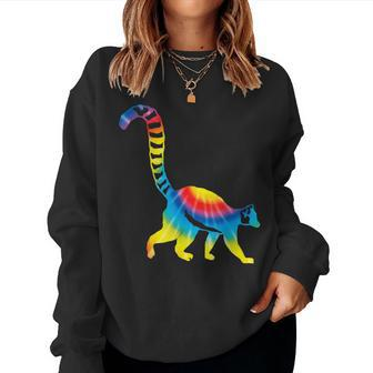 Tie Dye Indri Rainbow Print Lemur Animal Hippie Peace Women Sweatshirt | Mazezy