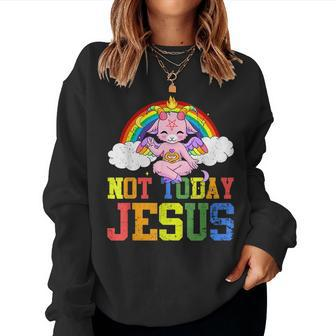 Today Not Jesus Cute Baphomet Lbgt Satan Goat Gay Pride Women Sweatshirt | Mazezy