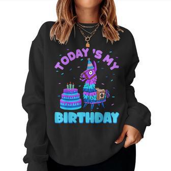 Todays My Birthday Llama Birthday Party Decorations Boys Women Sweatshirt - Monsterry UK