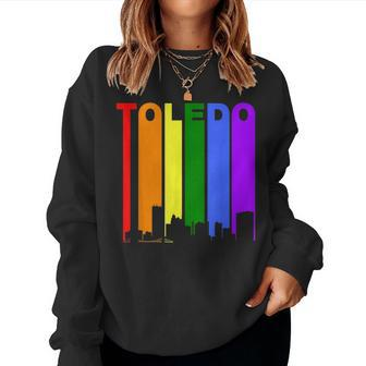 Toledo Ohio Lgbtq Gay Pride Rainbow Skyline Women Sweatshirt | Mazezy