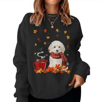 Toy Poodle Fall Red Scarf Autumn Leaf For Dog Lover Women Sweatshirt | Mazezy
