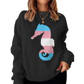 Transgender Flag Ftm Mtf Trans Pride Seahorse Lover Women Sweatshirt | Mazezy