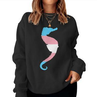Transgender Flag Trans Pride Ftm Mtf Seahorse Lover Women Sweatshirt | Mazezy