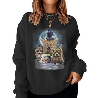 Trash Animals Howling At The Moon - Funny Team Trash Women Crewneck Graphic Sweatshirt - Seseable