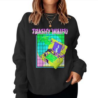 Trashy Waifu Bootleg Rap Vibes 90S Aesthetic Cloud Rap Women Sweatshirt | Mazezy