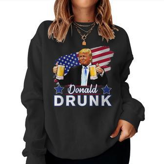Trump 4Th Of July Drinking Presidents Donald Drunk Women Sweatshirt | Mazezy