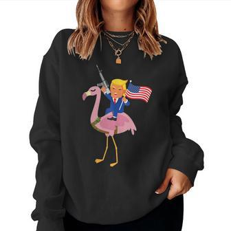 Trump Flamingo Gun Merica 2020 Election Maga Republican Women Sweatshirt | Mazezy