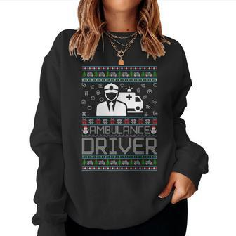 Ugly Christmas Sweaters Xmas Ugly Ambulance Driver Women Sweatshirt - Seseable