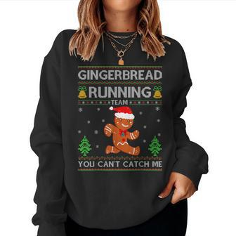 Ugly Xmas Sweater Gingerbread Running Team Christmas Women Sweatshirt | Mazezy