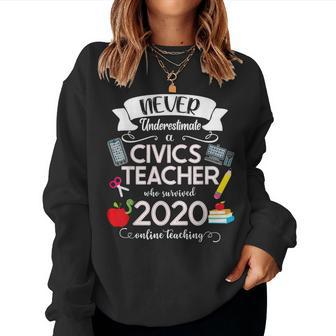 Never Underestimate A Civics Teacher Who Survived 2020 Women Sweatshirt | Mazezy