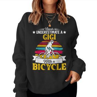 Never Underestimate A Gigi With A Bicycle Vintage Women Sweatshirt | Mazezy