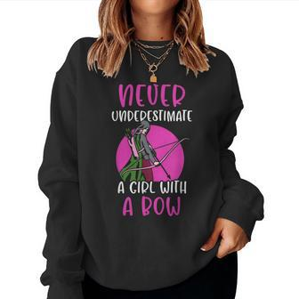 Never Underestimate A Girl With A Bow Arrow Archery Archer Women Sweatshirt | Mazezy