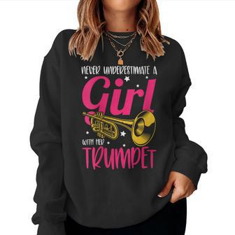 Never Underestimate A Girl With Her Trumpet Marching Band Women Sweatshirt - Thegiftio