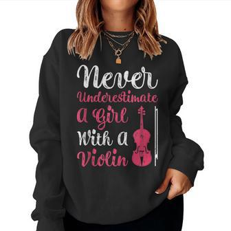 Never Underestimate A Girl With A Violin For Girls Women Sweatshirt - Monsterry