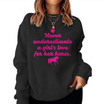 Never Underestimate A Girl's Love For Her Horse Women Sweatshirt | Mazezy