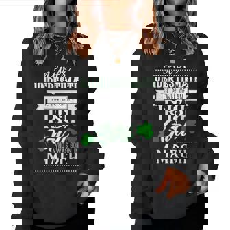 Never Underestimate Irish Girl March Birthday Women Sweatshirt - Seseable