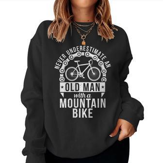 Never Underestimate An Old Man With A Bike Cyclist Women Sweatshirt - Seseable