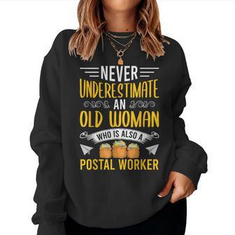 Never Underestimate An Old Woman Also A Postal Worker Women Sweatshirt - Thegiftio UK