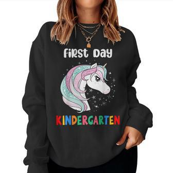 Unicorn First Day Of Kindergarten 1St Day Of School Girls Women Sweatshirt - Monsterry DE