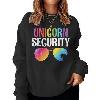 Unicorn Security Birthday Family Halloween Costume Mom Dad Women Sweatshirt - Seseable