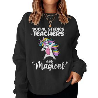 Unicorn Social Studies Love School Teacher Magical For Teacher Women Sweatshirt | Mazezy