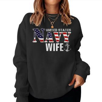 United States Vintage Navy With American Flag For Wife Women Sweatshirt | Mazezy