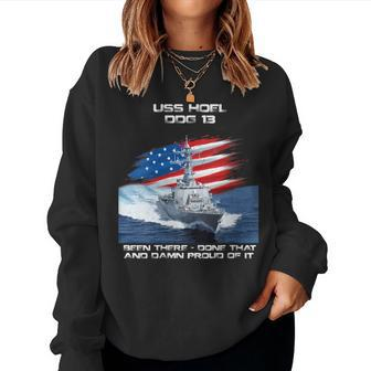 Uss Hoel Ddg-13 Destroyer Ship Usa Flag Veterans Day Xmas Women Crewneck Graphic Sweatshirt - Thegiftio UK