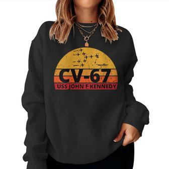 Uss Kennedy Cv-67 Aircraft Carrier Women Crewneck Graphic Sweatshirt - Thegiftio UK