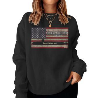 Uss Montpelier Ssn-765 Submarine Usa American Flag Women Sweatshirt | Mazezy