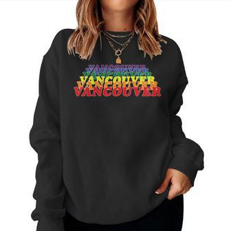 Vancouver City Gay Pride Rainbow Word Women Sweatshirt | Mazezy