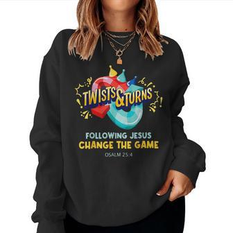 Vbs 2023 Twists And Turns Crew Follow Jesus Change The Games Women Crewneck Graphic Sweatshirt - Monsterry