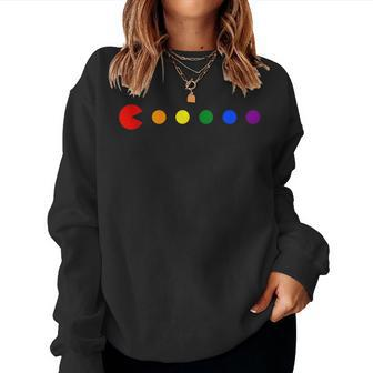 Videogame Rainbow Polka Dot Gay Pride Month Lgbtq Ally Women Sweatshirt | Mazezy DE