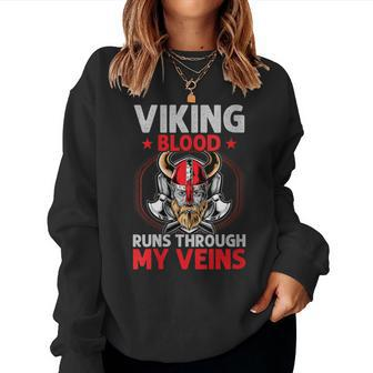 Viking Blood Runs Through My Veins Shieldmaiden Viking Women Sweatshirt - Seseable