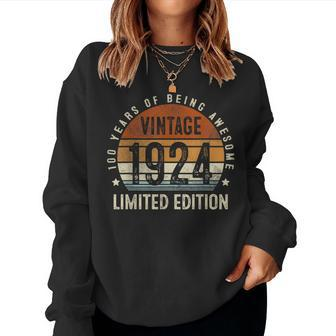 Vintage 1924 100 Bday Decorations 100Th Birthday Women Sweatshirt | Mazezy CA