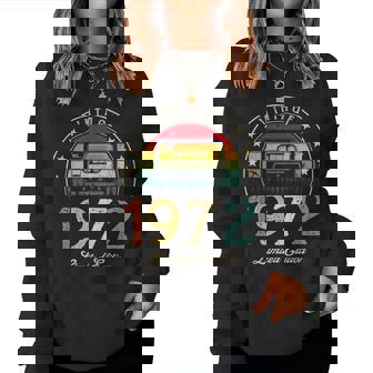 Vintage 1972 Retro Cassette 1972 50Th Birthday 50 Years Old Women Crewneck Graphic Sweatshirt - Thegiftio UK