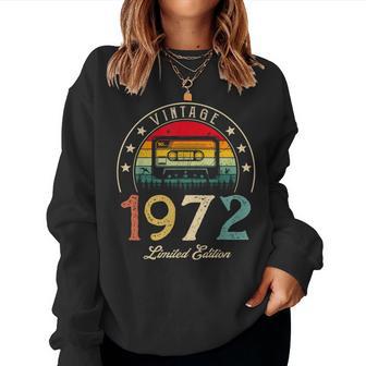 Vintage 1972 Retro Cassette 1972 50Th Birthday 50 Years Old Women Crewneck Graphic Sweatshirt - Thegiftio UK