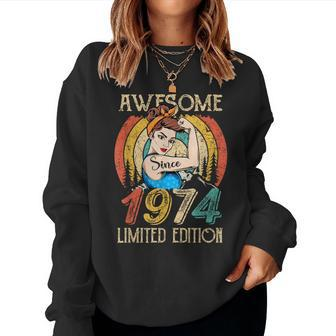 Vintage 1974 Birthday For Women 48 Years Old Birthday Women Sweatshirt | Mazezy