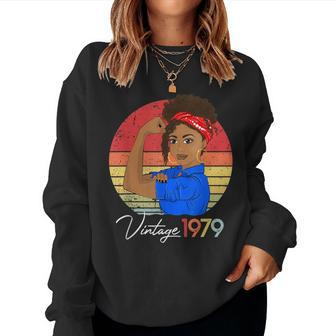 Vintage 1979 Black Girl Afro African American 42Nd Birthday Women Sweatshirt | Mazezy
